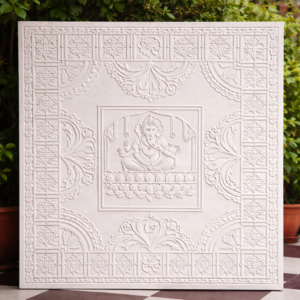 White Ganesha Lippan Relief